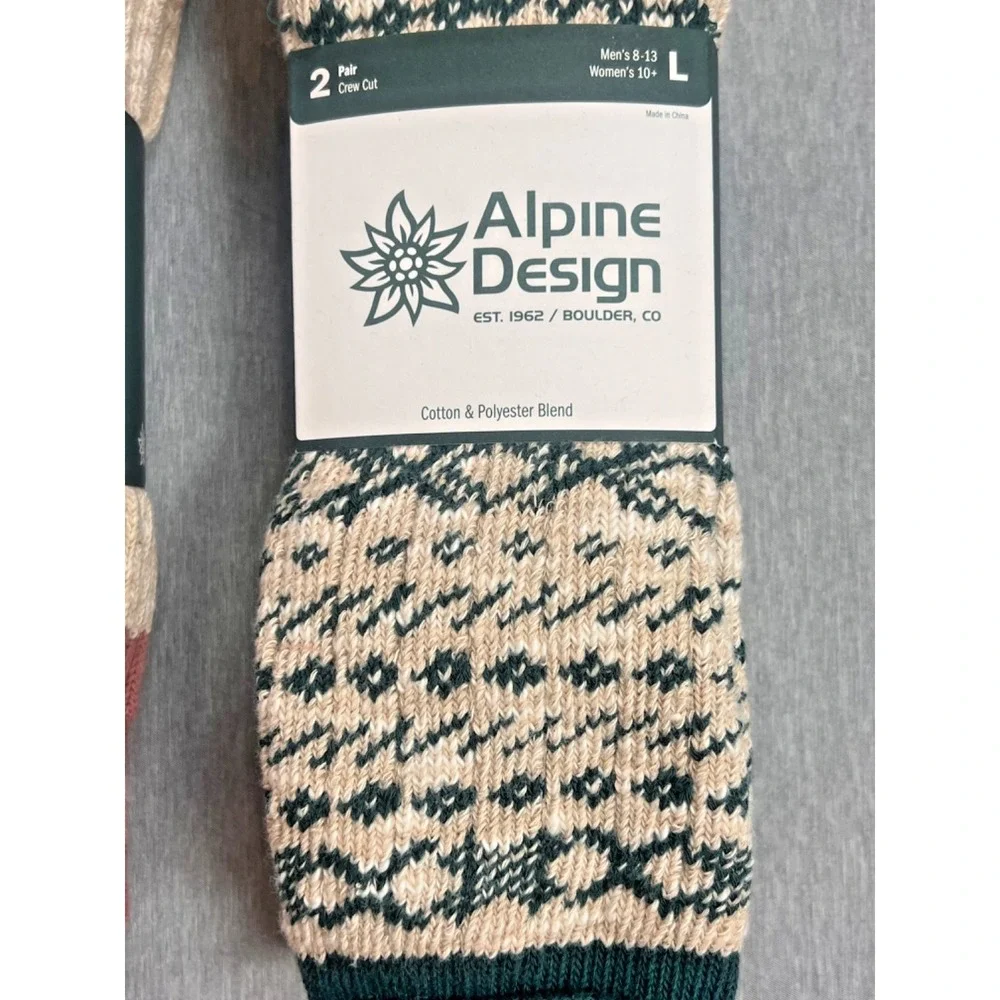 NEW 4‎ Pair Alpine Design Performance Hiking Crew Cut Ragg Socks Women's L 10 +